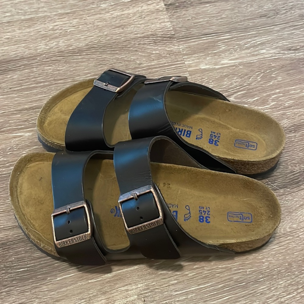 Brown Birkenstocks.